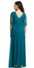 Lace Top Pleated Waist 3/4 Sleeves Bridesmaid Evening Gown  back